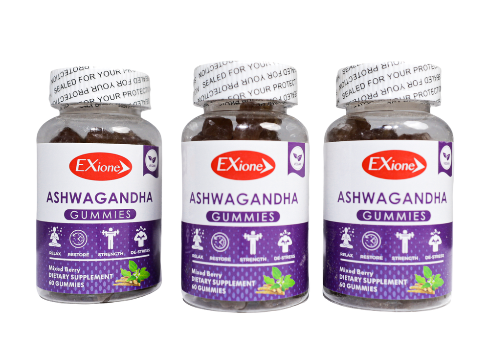 Ashwagandha Gummies for Stress Relief & Calm Support 3 bottles 60 Gummies