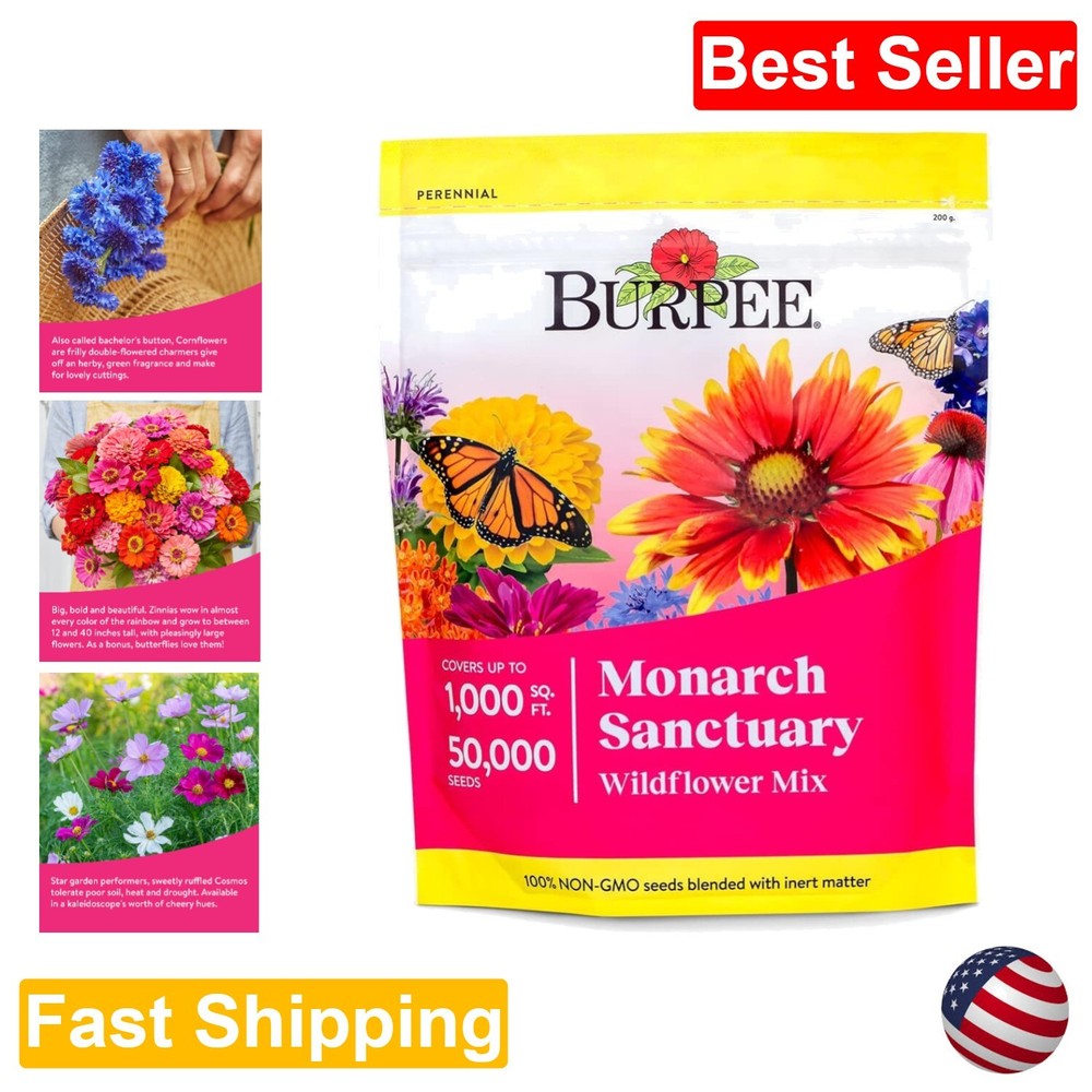 Pollinator-Friendly Flowers: Monarch Sanctuary Seed Mix with 50,000 Seeds