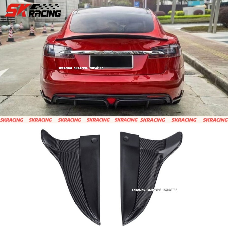 Carbon Fiber Rear Bumper Side Corner Splitters Aprons Fits 2016-20 Tesla Model S