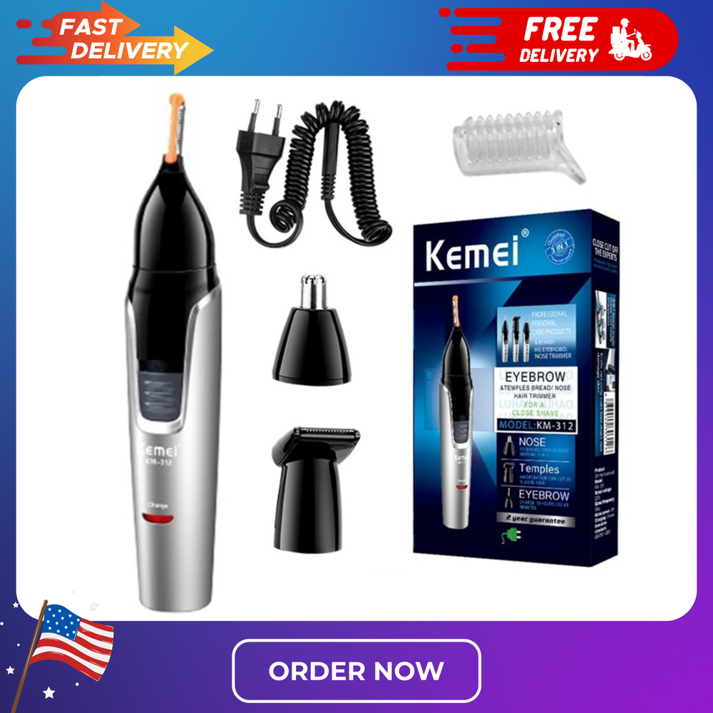 3in1 rechargeable nose beard trimmer for men with micro shaver and eyebrow trimmer
