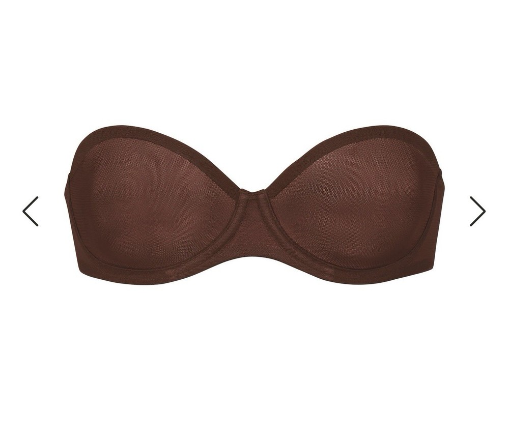 SKIMS BR-UWR-2209 Ultra Fine Mesh Strapless Underwire Bra Bronze Size NWT