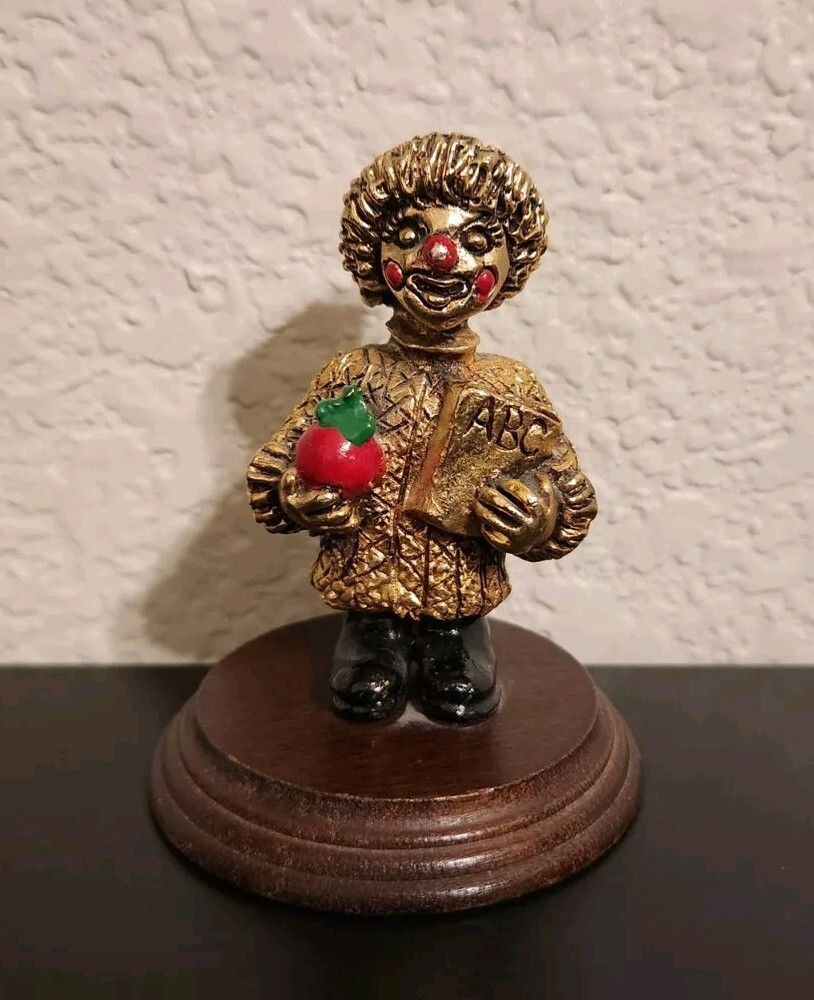 24K Gold Plated George Good Clown Figurine Hand Painted Metal Vintage 1986 Teacher Gift