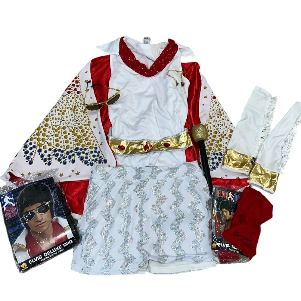 Elvis Now Deluxe Costume Set W/ Wig Glasses Scarf & Microphone Rubies Costume Co