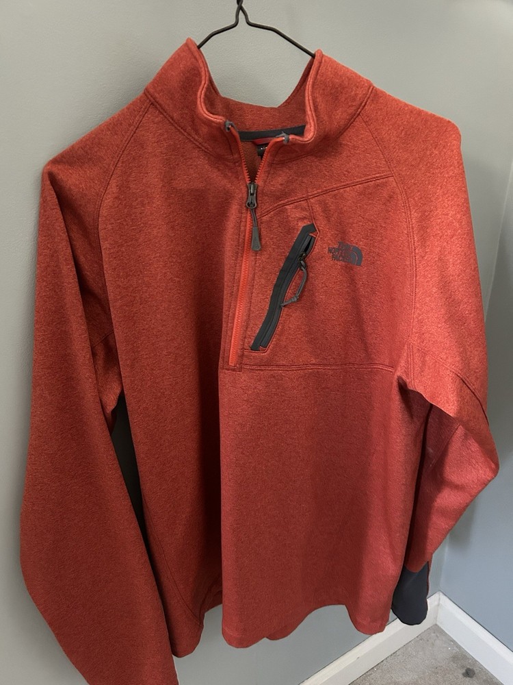 The North Face Red 1/4 Zip Pullover Men's Long Sleeve with Chest Pocket
