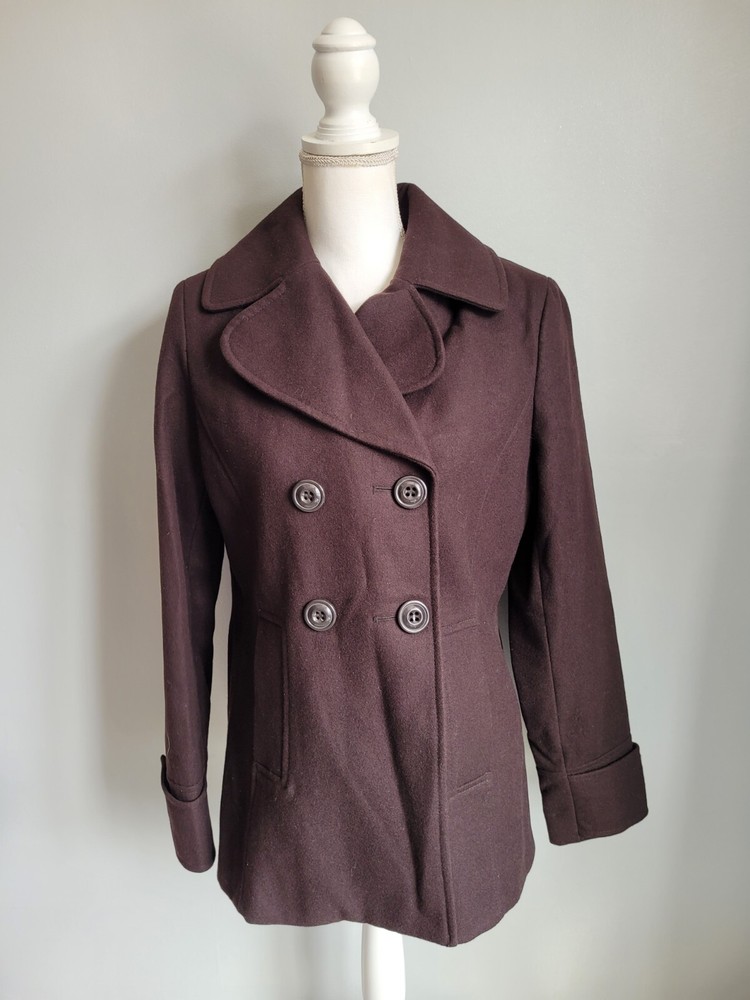 New York & Company Womens Brown Lined Coat Size 8 Winter Jacket