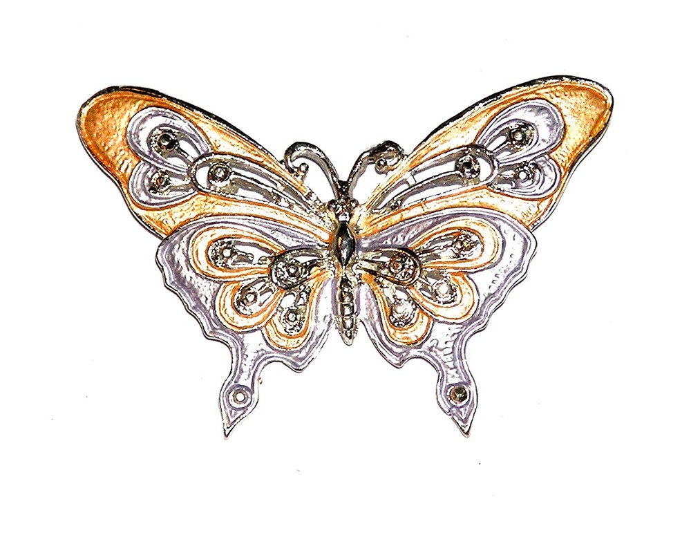 /BROOCH/PINK ST Pearlized Enamel Butterfly PEACH & LAVENDER