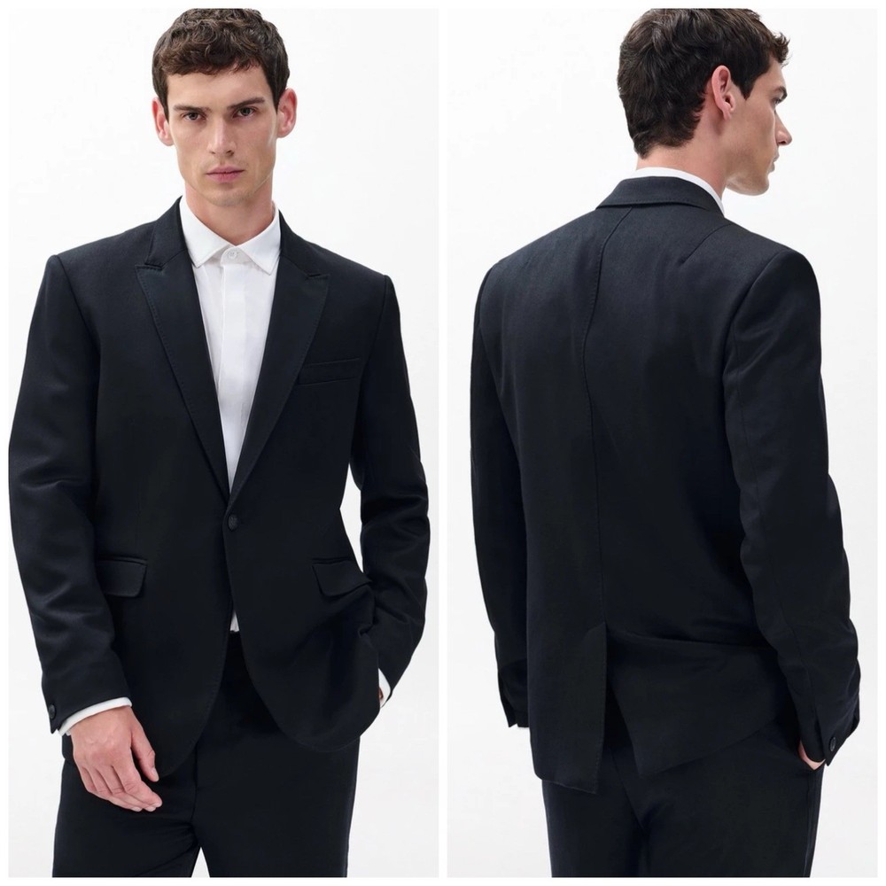 NWT Rag & Bone $898 Butler  British Wool Tuxedo Blazer In Black Size: 44