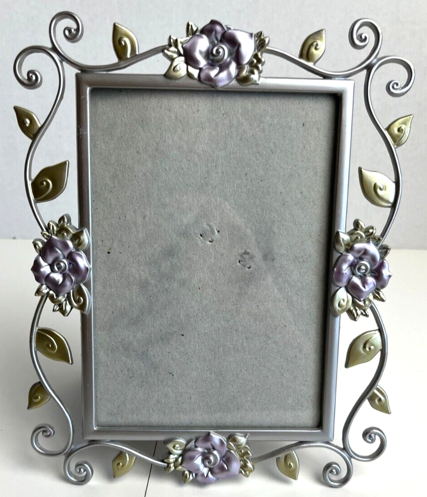 Floral Photo Frame Metallic 5x7 Picture Connoisseur Silver Color 1803H8