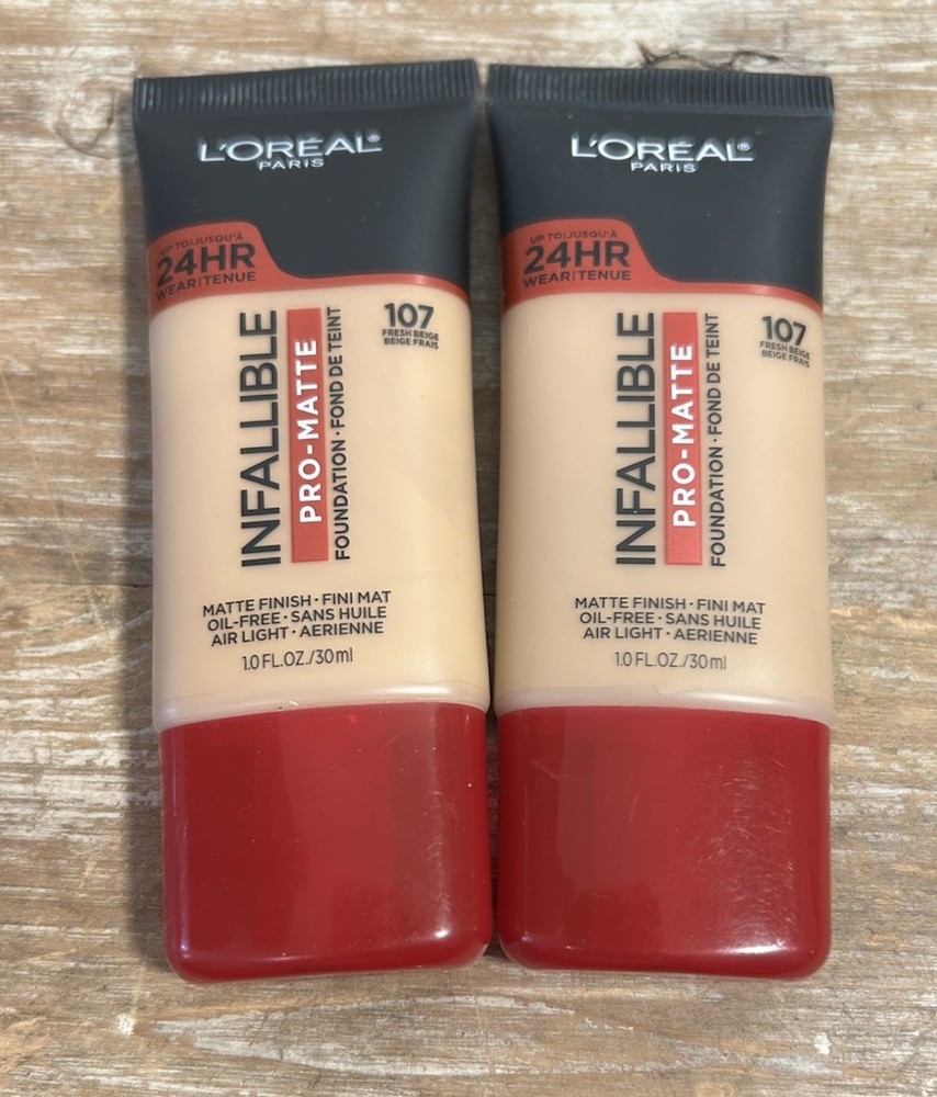 Lot Of 2 L'OREAL INFALLIBLE PRO-MATTE FOUNDATION  #107  Fresh Beige