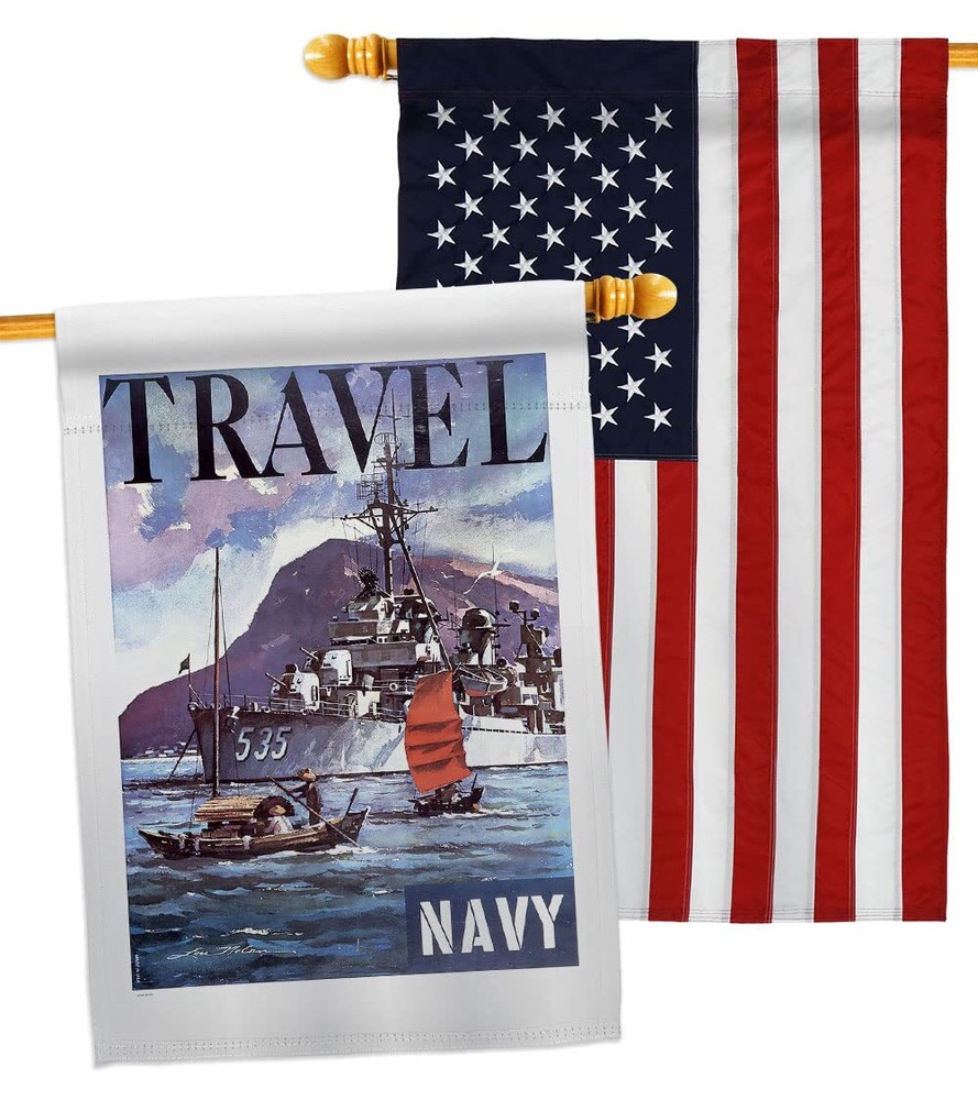 USBrotherhood Traval Navy House Flag Pack Armed Forces USN Seabee United Stat...