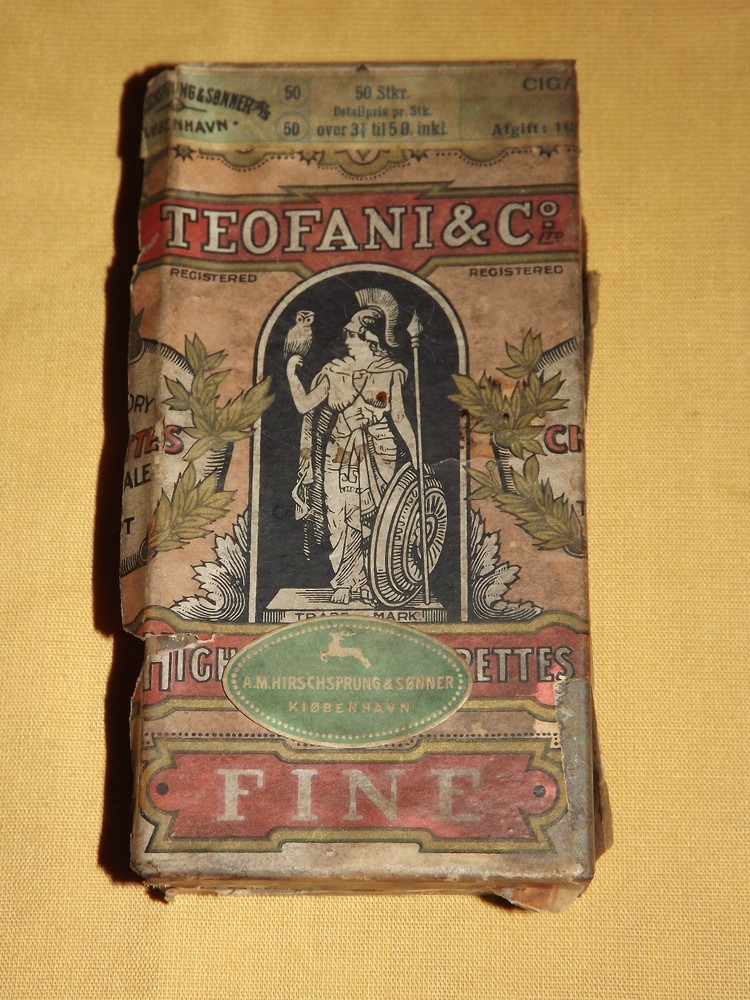 Vintage Teofani & Co Rare Tobacco Cigarette Tin Paper Label