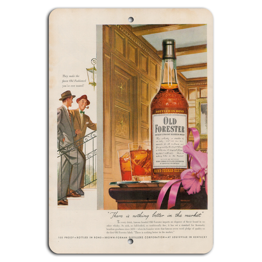 Vintage Elegance: Old Forester Bourbon Metal Sign