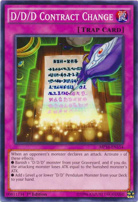 D/D/D Contract Change Yugioh MP16-EN154 Common 1st Edition Lightly Played