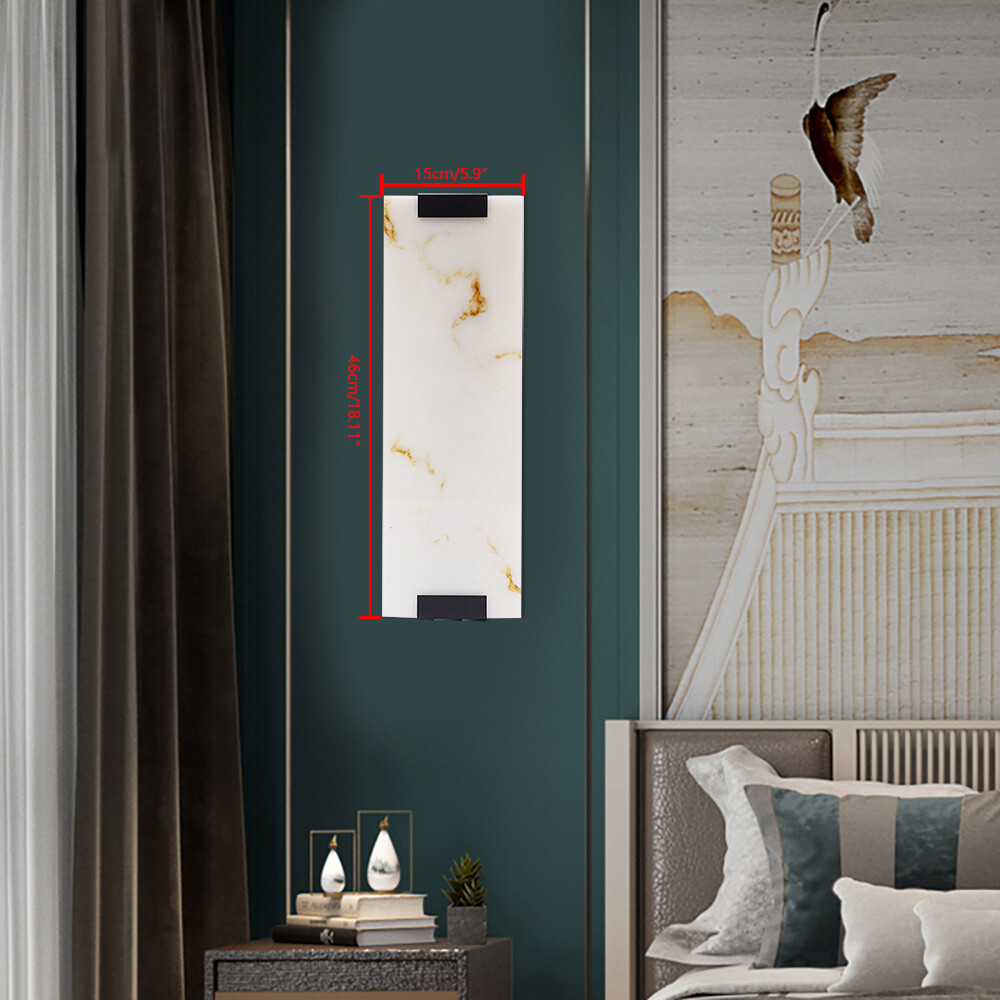 Hand-Carved Alabaster Marble Rectangular LED Wall Sconce for Indoor Lighting