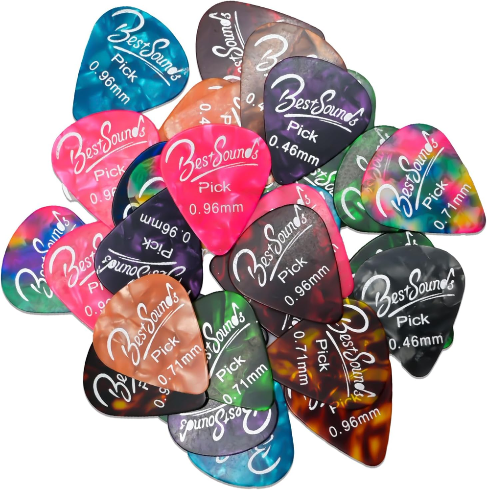 48PCS Guitar Picks, [Thin/Medium/Heavy] Variety Pack Celluloid Pearl Guitar Pick