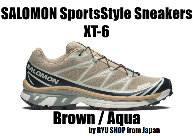 Salomon XT-6 SportsStyle Sneakers in Oxford Tan Carbon Clearly Aqua