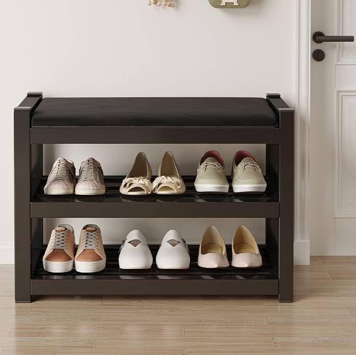 Compact Shoe Bench with Storage Seat Cushion for Entryway or Hallway