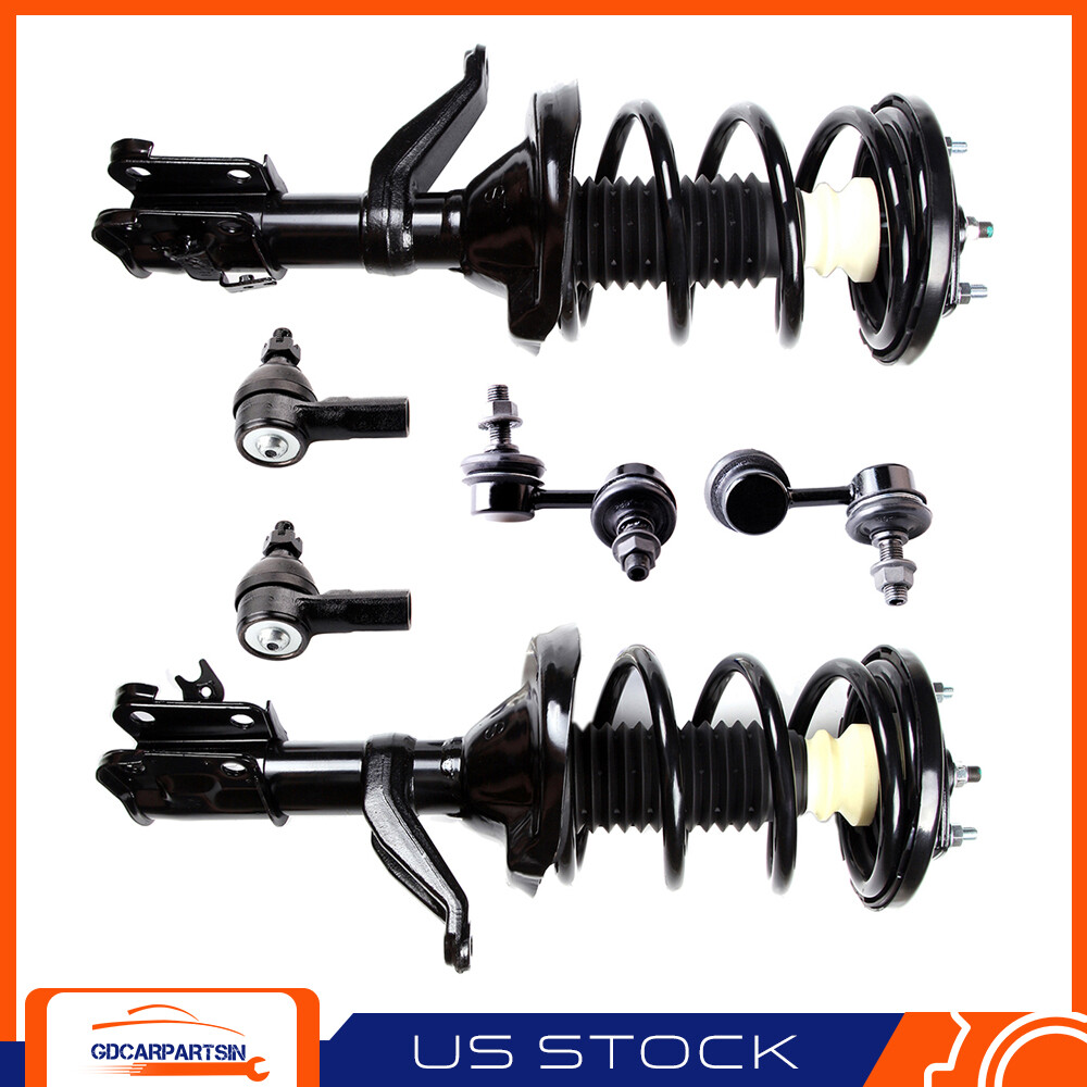 6pc Front Suspension Kit for 2002-2006 Honda CR-V Strut Coil Spring Tie Rod Sway Bar