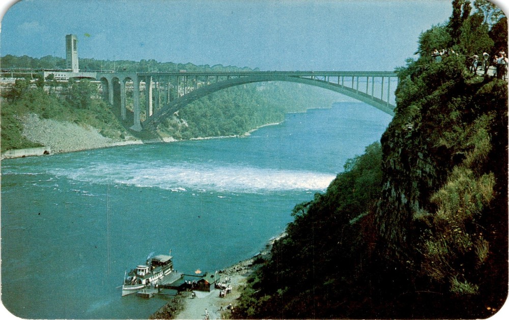 MAID OF THE MIST STEAMER, RAINBOW BRIDGE, NIAGARA Postcard