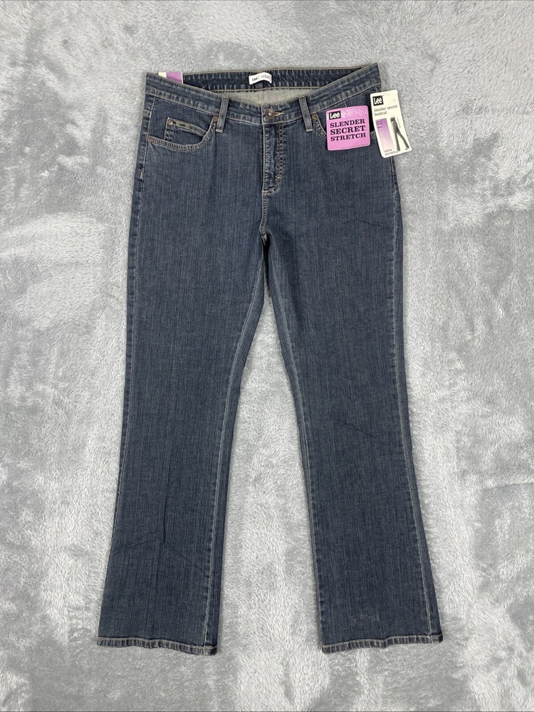 Lee Womens Size 12 Blue Slender Secret Bootcut Jeans with Stretch and Flap Pockets