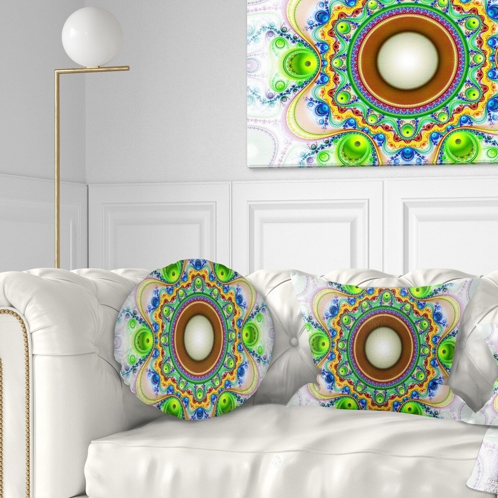 Designart 'Green Fractal Circles and Waves' Abstract Throw