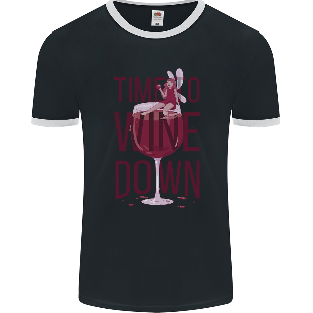 Time to Wine Down Funny Alcohol Mens Ringer T-Shirt FotL