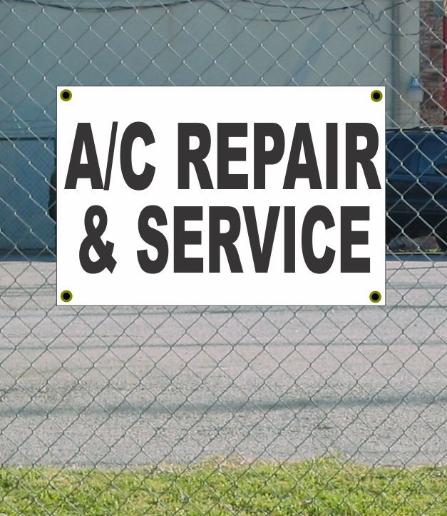 2x3 Black & White A/C Repair & Service Banner Sign Brand New for Your Business
