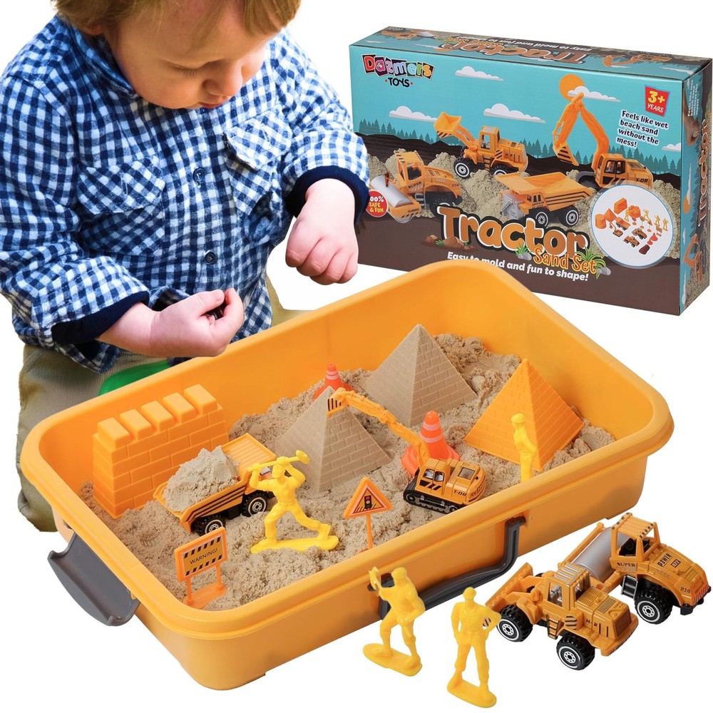 Kids Construction Sandbox Toy with 2lbs Play Sand, Bulldozer & Figure – Creative Fun