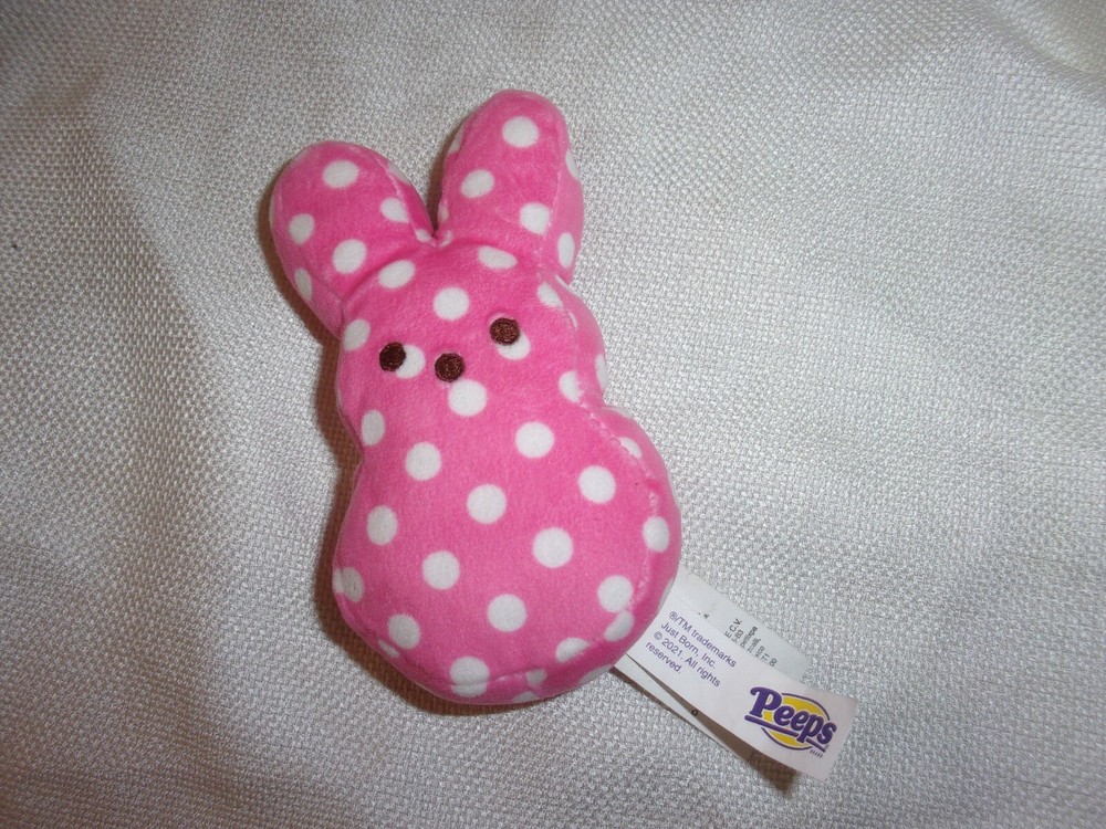 Peeps Pink White PolkaDot Bunny Rabbit Stuffed Animal Plush Easter 5