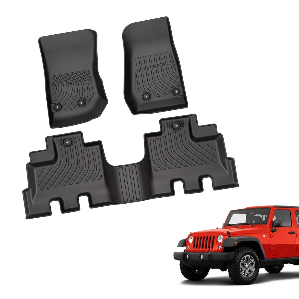 Floor Mats Cargo Liners TPE Carpets For 2014-2017 Jeep Wrangler Unlimited 4-Door