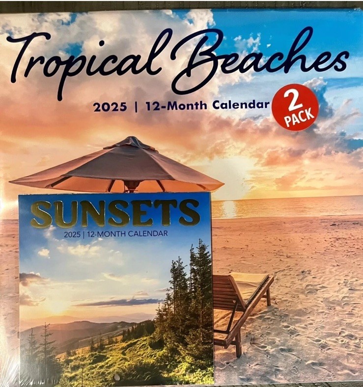 2025 Tropical Beaches 12x12 Inch Wall Calendar New Sealed