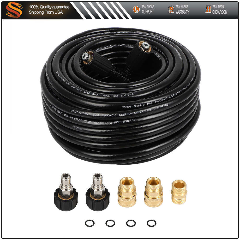 3200 PSI Pressure Washer Hose 100 ft with M22 to 3/8