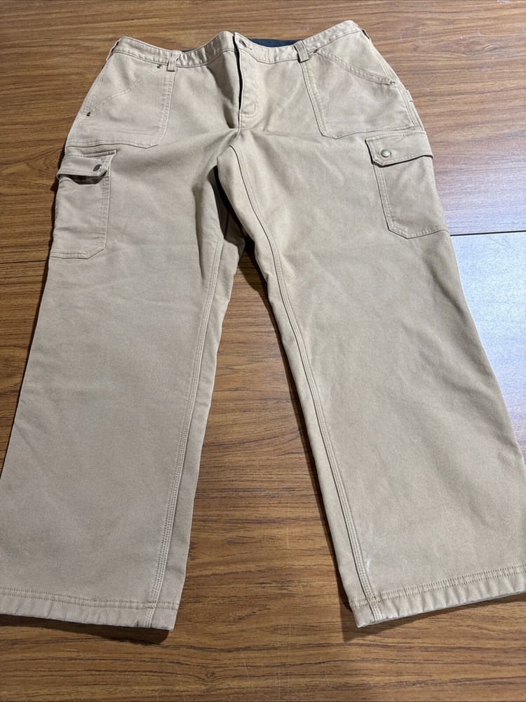 Duluth Trading Brown. Fleece Lined Pants Cargo.  Men’s. 20x29