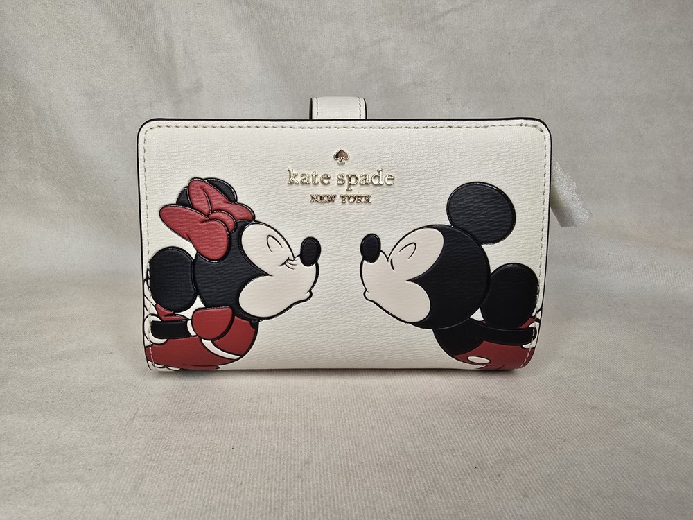NWOT Kate Spade x Disney Minnie Mickey Medium Bifold Compact Wallet