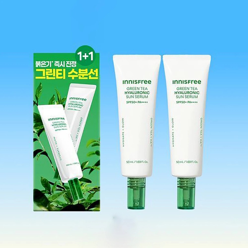 INNISFREE Green Tea Hyaluronic Sun Serum 50ml+50ml  SPF50+ PA++++ FAST & SAFE