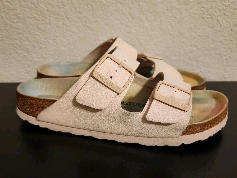 Birkenstock Arizona Vegan Slides Size 38 Light Pink Rainbow Ombre