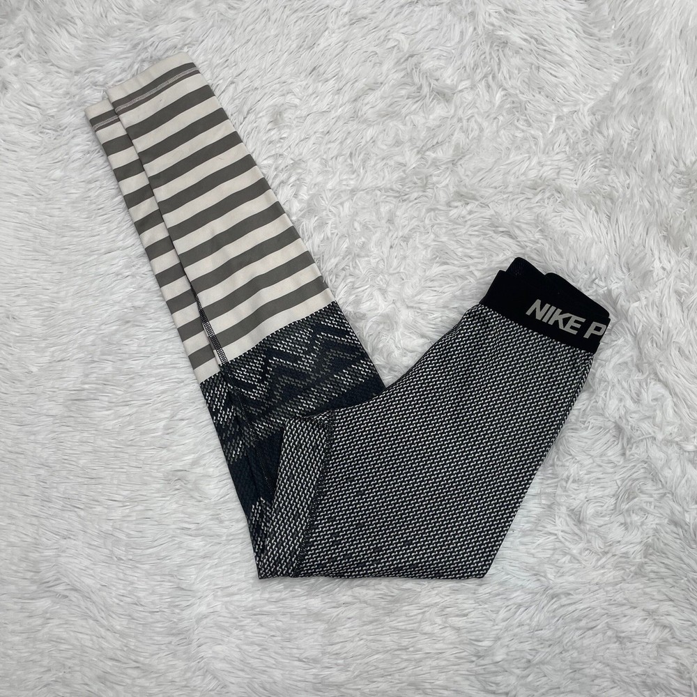 Nike Pro Womens XS Black Gray Stretch Running Full Length Leggings