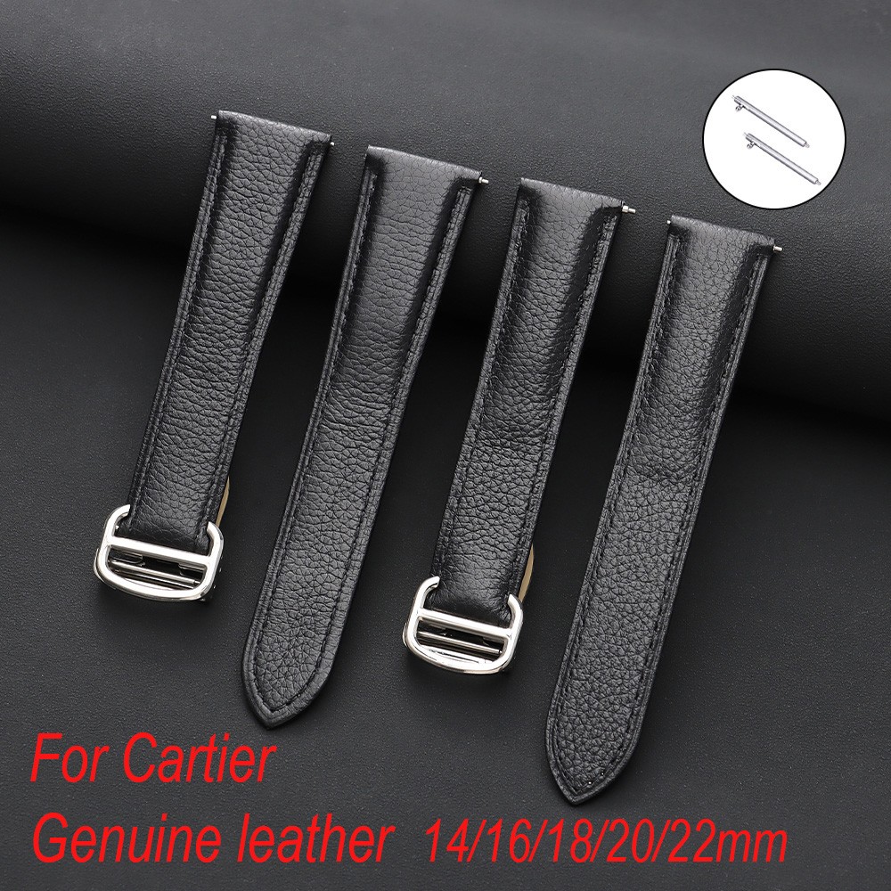 16-22mm For Cartier Genuine leather watch strap Lychee Watchband Folding Buckle