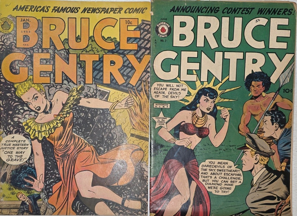 Bruce Gentry Lot (2) #3 G/VG #7 G/VG GGA Ray Bailey Art 1949 Pre-code Golden Age
