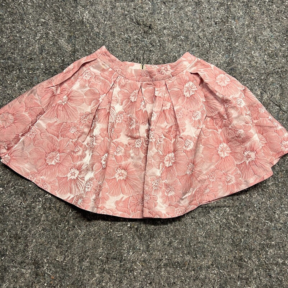 Pink Floral Zipper Mini Skirt for Women Lightweight Party Wear Minimalist Design