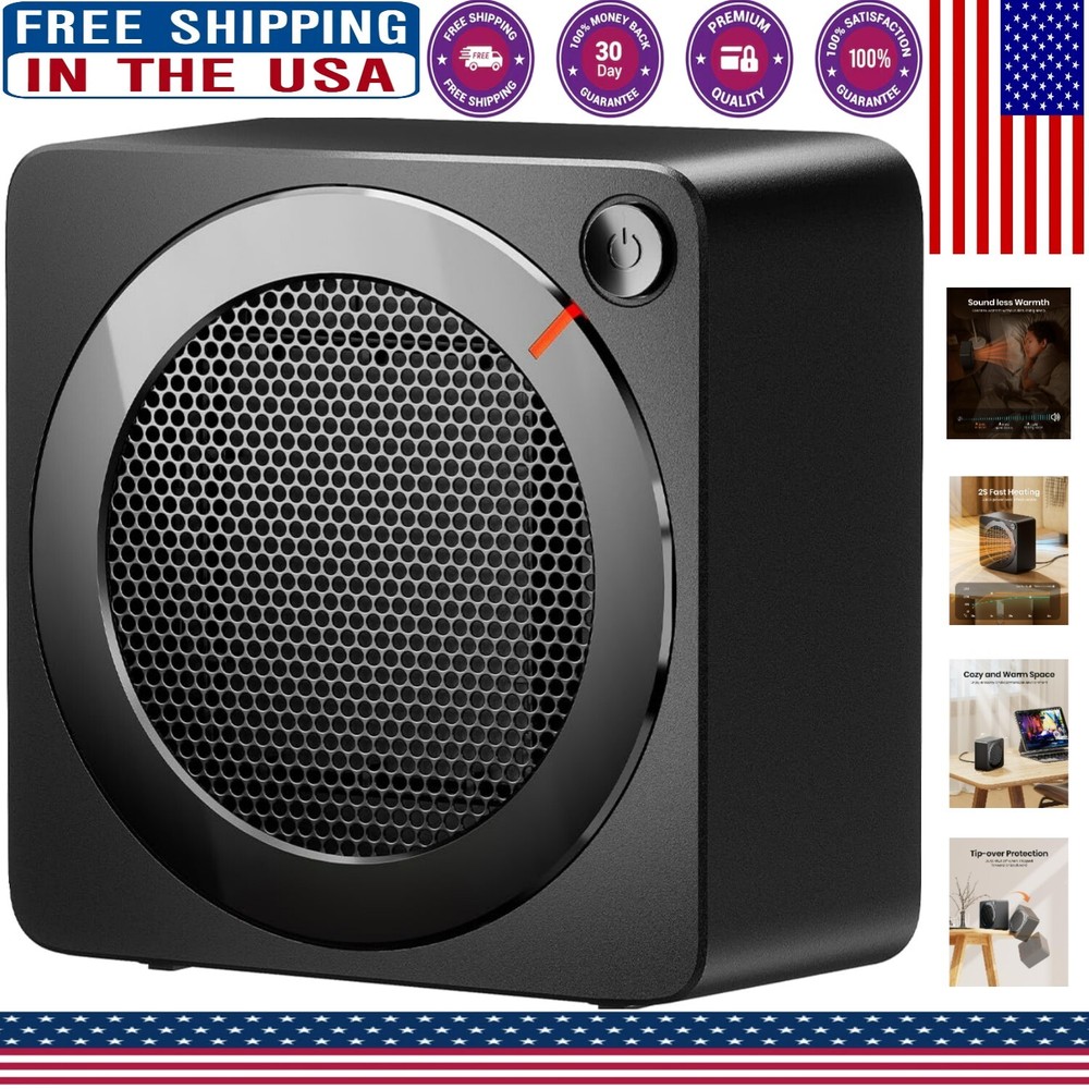 Compact PTC Ceramic Mini Heater with Tip-Over Protection for Cozy Offices