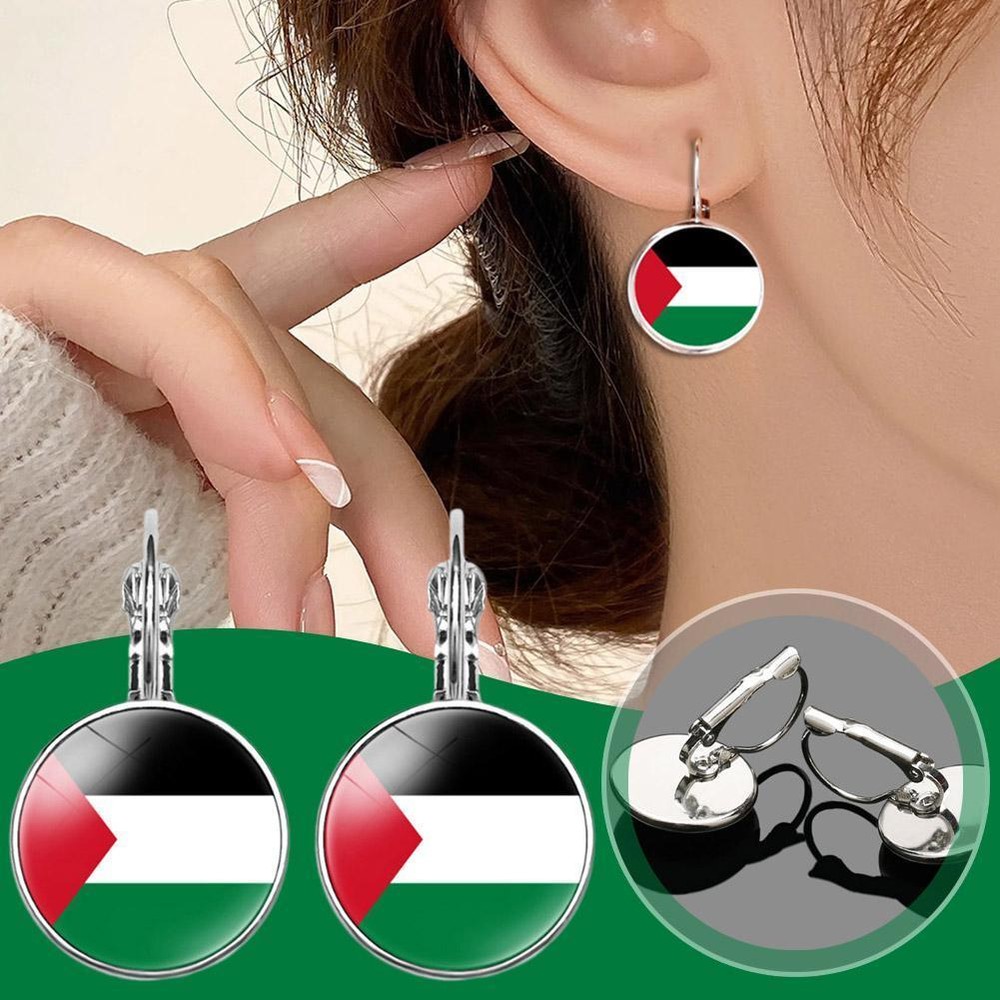 Gold Palestine Flag Jewellery Set with Pendant and Bracelet for Men and Women TU1S1