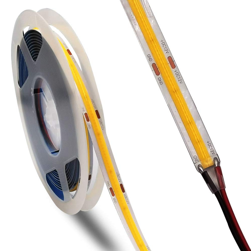 DC 12V Premium COB LED Strip Flexible High Density Chips CRI 90+ White Lights...