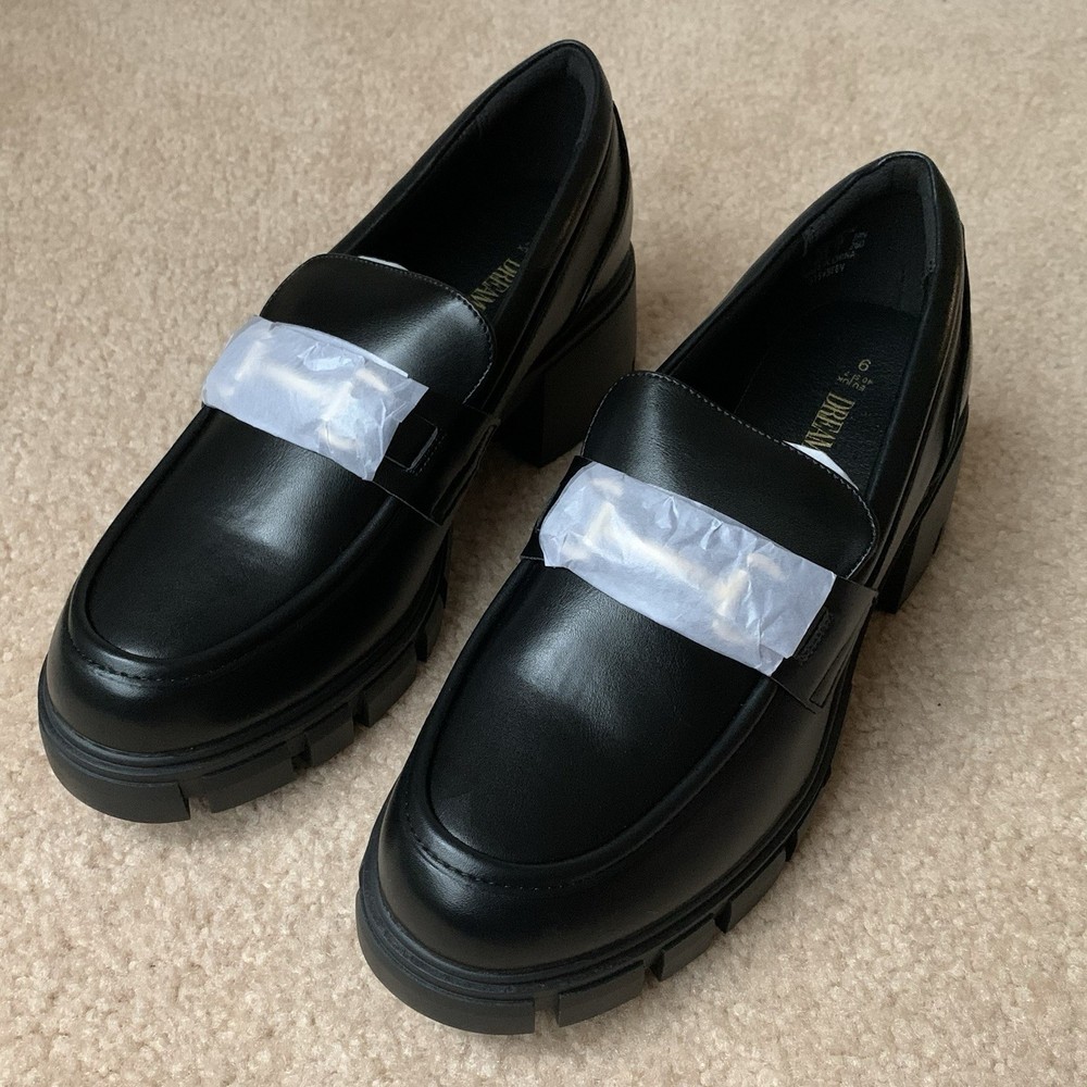 NEW Dream Pairs Women’s Black Chunky Platform Loafers Lug Sole Slip-on Sz 9