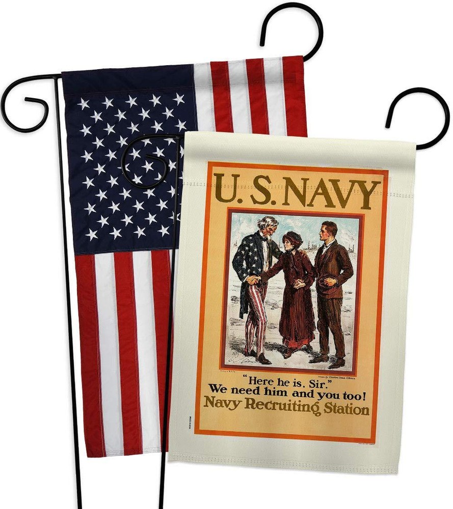 Navy Recruiting Station Garden Flag Pack Armed Forces USN Seabee United State...