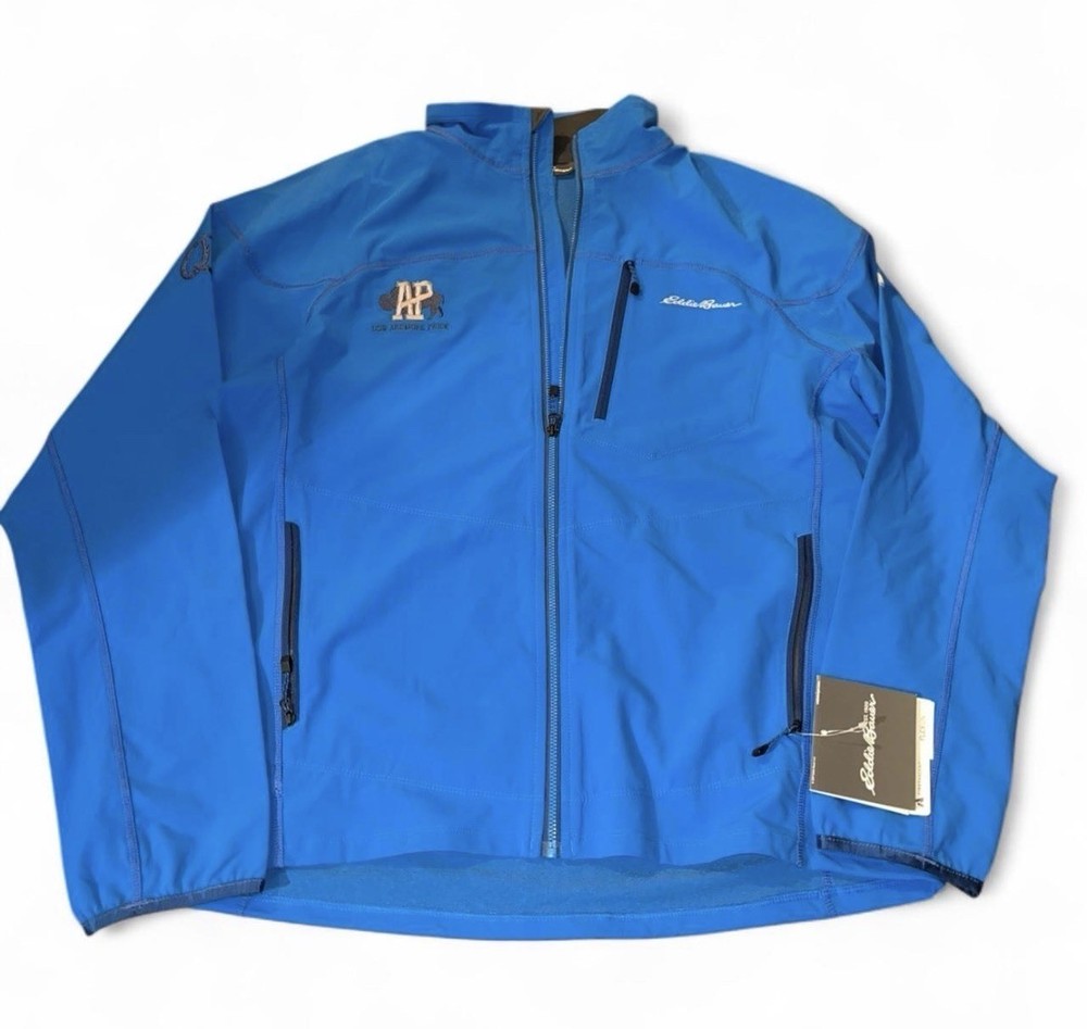 Eddie Bauer WeatherEdge Softshell Jacket Mens XL Blue Full Zip Outdoor Hiking