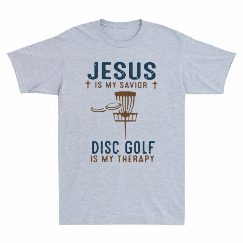 Jesus is My Savior Disc Golf is My Therapy Funny Christian Gift Men's T-Shirt