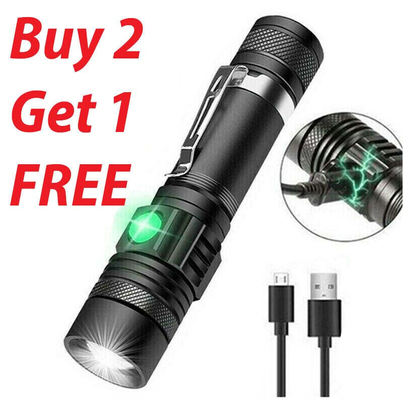 Super Bright LED Tactical Flashlight Zoomable With Rechargeable Battery
