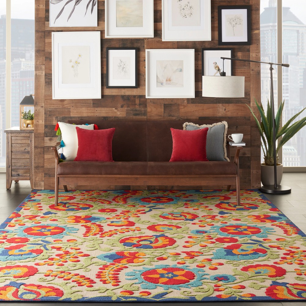 Nourison Aloha 10x14 Multicolor Floral Indoor Outdoor Rug