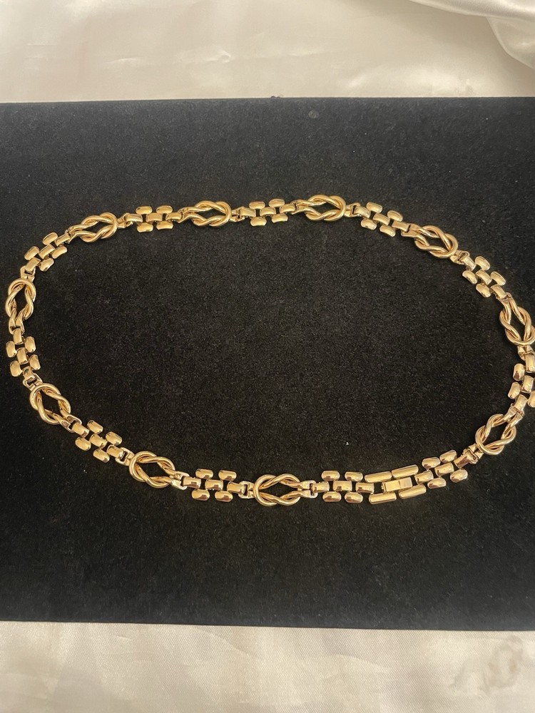 Vintage 14K GS-GOLD SHELL Double  Link Love Knot Ladies Necklace 18”